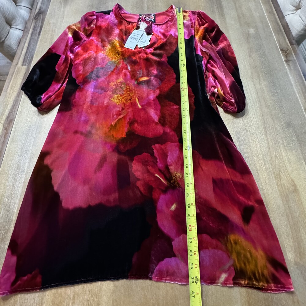 Johnny Was Velvet Floral Mini Shift Dress Size Large New $270‎ - Picture 4 of 11